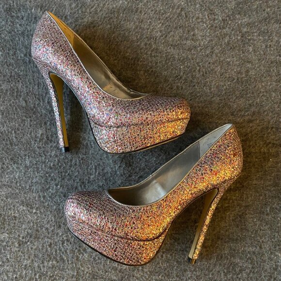 Women BAKERS GLITTER MELINANG Pumps Sexy Shoe Pageant HEELS 6.5 M - Picture 6 of 9